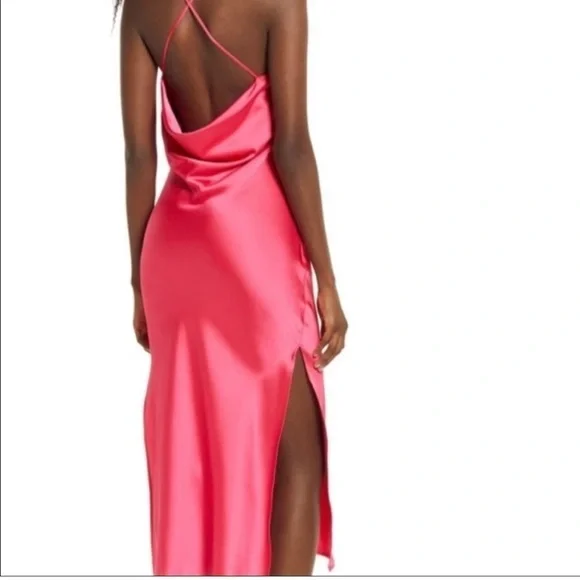 Topshop NWT Gold Orange Cowl Satin Slip On Midi Dress Size 8 - Picture 5 of 13